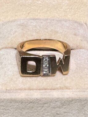 💎 10K Yellow Gold Diamond DW Initial Signet Ring ✨ Custom Fine Jewelry 💛